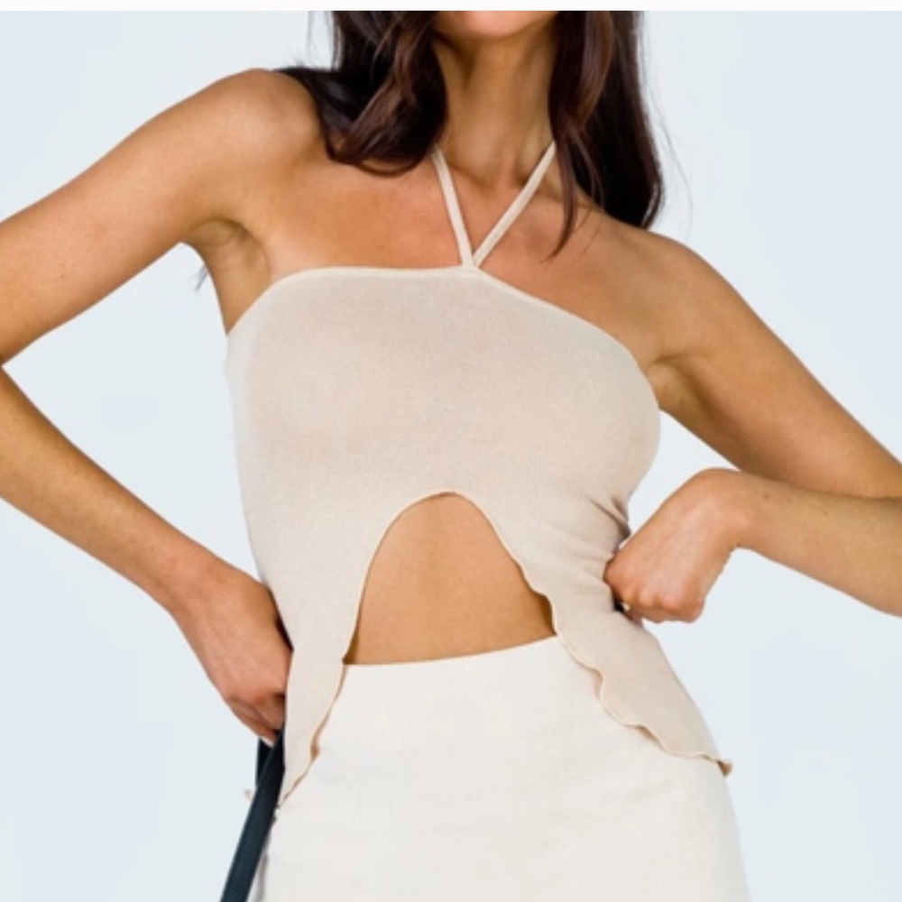 NWT Princess Polly Tan Sheer Halter Top